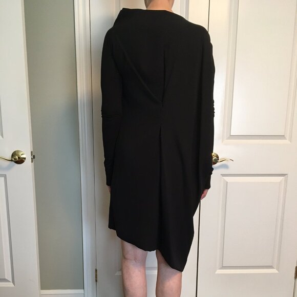 French black silk sculptural cocoon dress, US 6, NWOT - Picture 3 of 13
